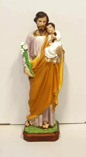 Statue von San Giuseppe CM 50 IN Marmor Harz Dekoriert Hand Italienisch