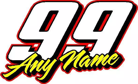 Race number with name custom vinyl decal sticker 5"x 8" any number