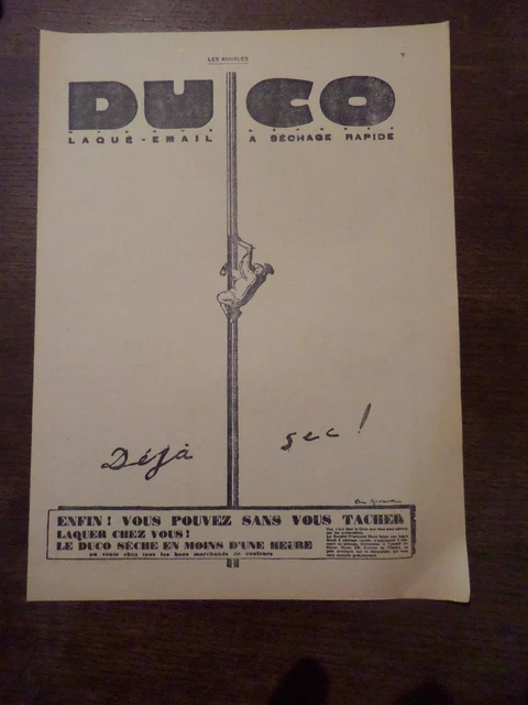 Publicité ancienne sept 1928 Peinture Duco laqué émail Pub advert 32 x 23.5