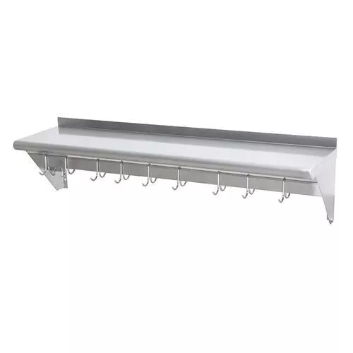 CenPro Stainless Steel Wall-Mounted Pot Rack with Shelf, 48"Wx12"D