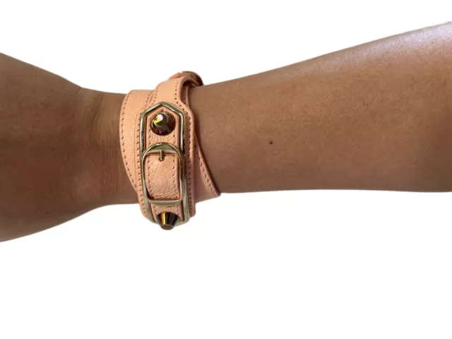 Balenciaga Leather Wrap Braclet with Classic Hardware in Gold 2