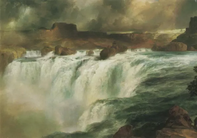 Tulsa OK, Shoshone Falls on the Snake River by Thomas Moran, Vintage Postcard