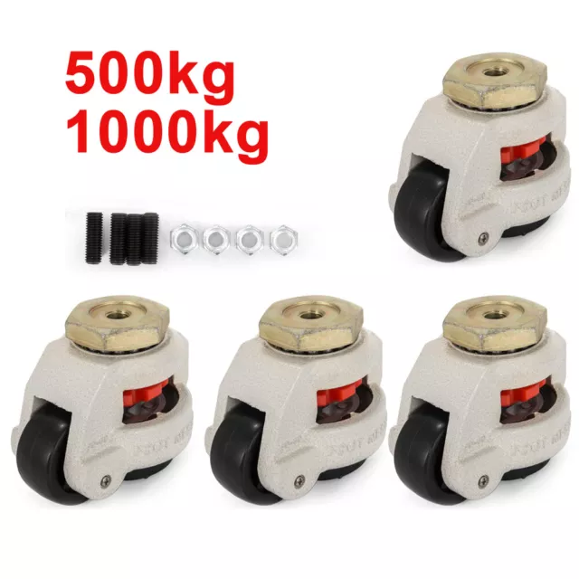 4PCS Set Swivel Heavy Duty Machine Levelling Castors Wheels 500kg/1000kg UK