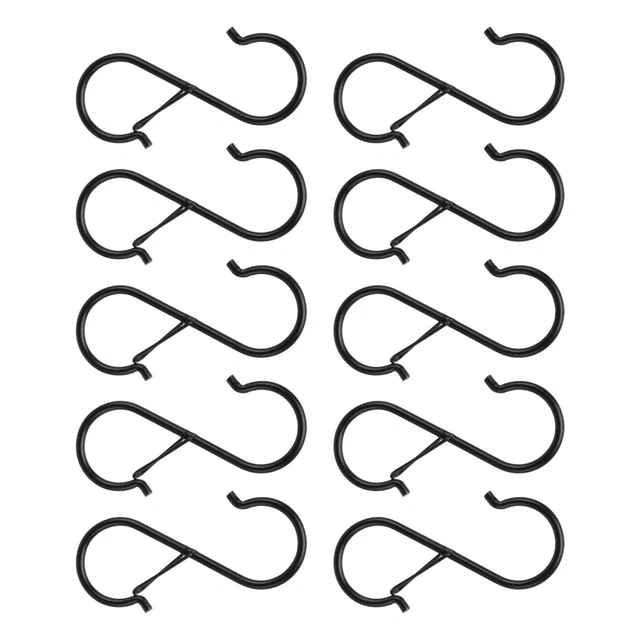 10Pcs S Shaped Hooks Hanging Hooks Iron With Safety Buckle For Closet Kitchen