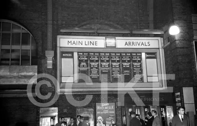 Railway Photograph 6x4   View  Kings Cross Arrivals Board  1960.