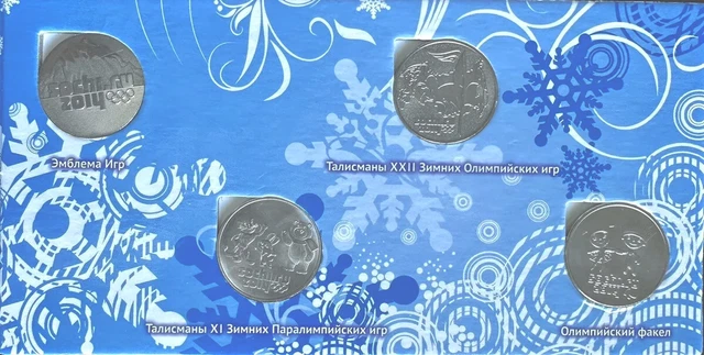 Sochi Winter Olympics 2014 Commemorative Coins Full Set In Album Unc Russia