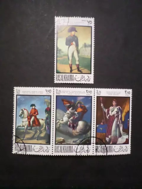 EMIRATS ARABES UNIS RASALKHAIMA LOT 4 timbres NAPOLEON oblitérés