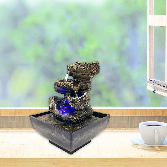 Fuente de agua de escritorio cascada resina artesanal agua corriente para