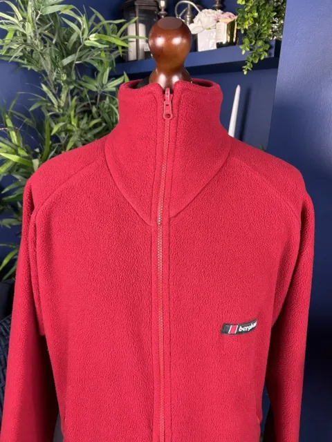 Vintage 80s Berghaus Polarplus Polartec Red Zip up Thick Fleece - Size Large