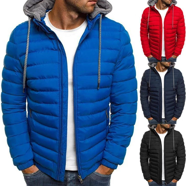 Winter Mens Hooded Bubble Coat Padded Puffer Jacket Comfy Quilted Zip Up Outwear 4