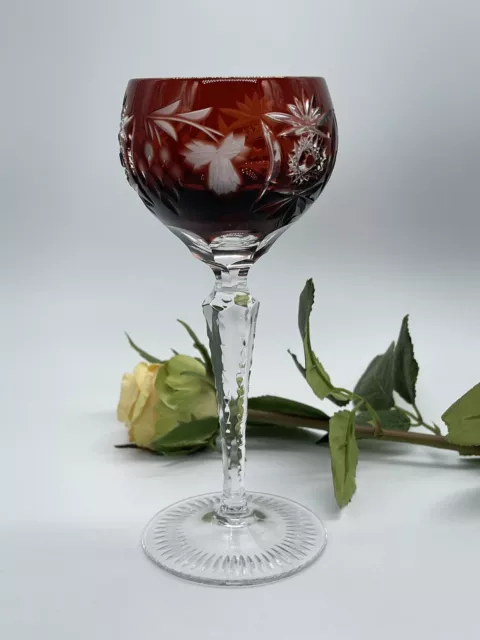 Nachtmann Grapes Wine Glass Flashing Rummer Lead Glass Red 17cm Mint