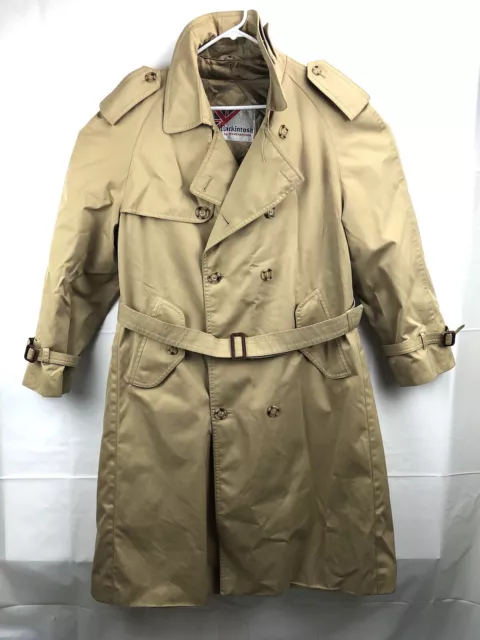 Mackintosh Weather Fair Overcoat Trench Coat Wool Blend Lining Mens 42 Short