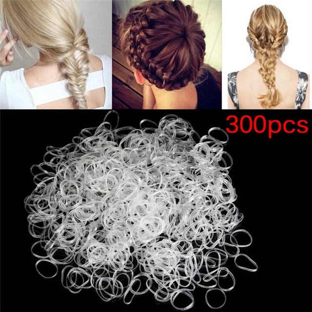 300PCS Transparent  Rubber Braiding Hair Band Hairope Elastic Ponytail HoldeHO