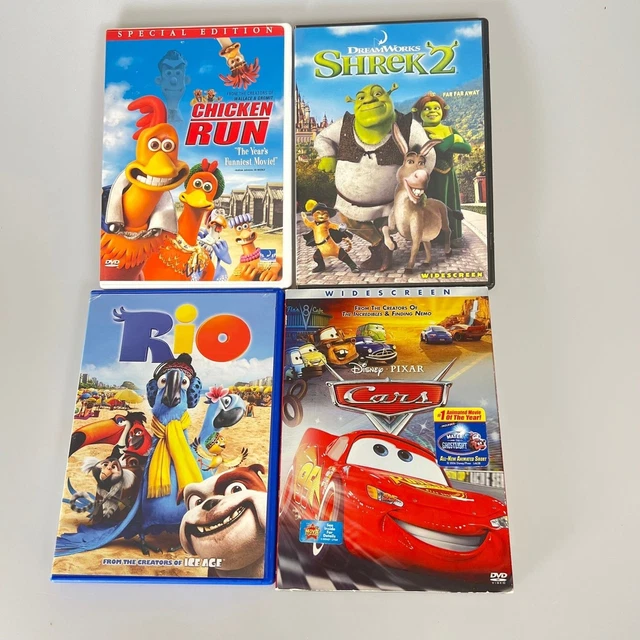 Shrek 2 Rio DVDS CHICKEN RUN, Shrek two, Rio, Disney, Pixar, cars family night! BS ...
