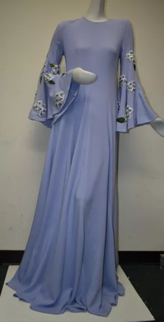 $7890 New Oscar de la Renta Maxi Dress Gown Embroidered Hydrangea Lilac 2 4