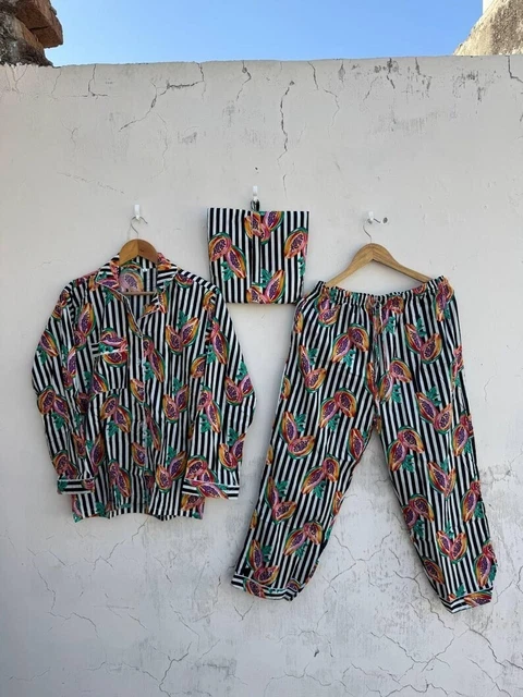 Set Pyjama Indien En Coton Brodé Main - Style Démoiselle D'honneur, Neuf Avec étiquettes