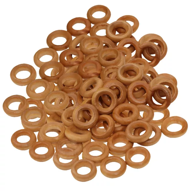 Blesiya 100pcs/Set 13mm Small Wooden Rings Wood Toss Rings Hoops DIY Crafts 2