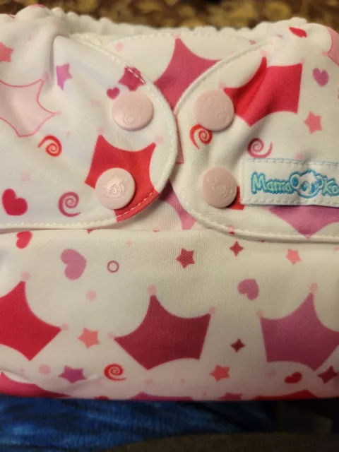 Mama Koala Baby Cloth Diaper With Insert Pink Red Hearts Stars Crowns One Size