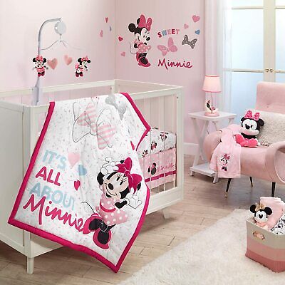 3 pcs Lambs & Ivy Disney Baby Minnie Mouse Love Crib Bedding Set NIP