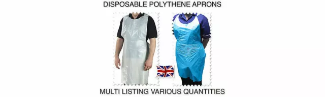 DISPOSABLE POLYTHENE PLASTIC NURSE APRONS WHITE BLUE catering kitchen