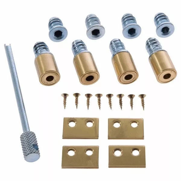 Brass Sash window restrictors, locking pack of 4 with key