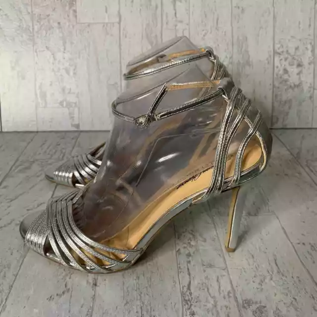 Badgley Mischka American Glamour Heels Womens Size 10 Silver Strappy Stiletto
