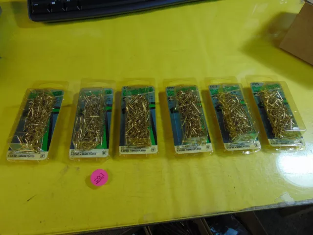 Escutcheon Pins, 18 ga. x 3/4" Brass plated (6) 225-Pack,NOS, brass plated, NEW