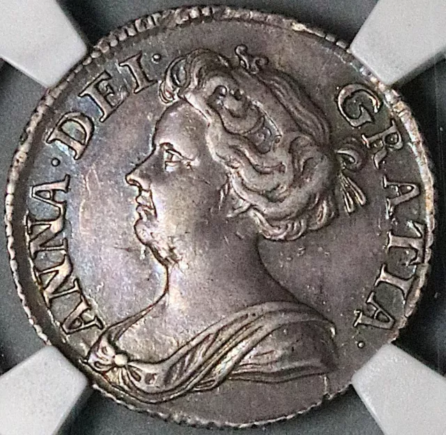 1711 NGC AU Anne 6 Pence Great Britain Post Union Silver Coin (23121402C)