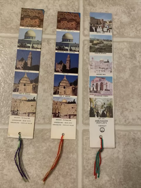 Vintage Bookmark Jerusalem Israel Flowers of the Holy Land Old City LOT of 3