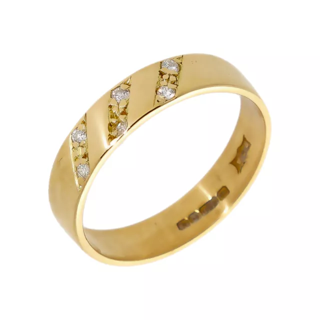 Pre-Owned 18ct Yellow Gold Diamond Set 4mm Wedding Band Ring Size: K 18ct gol...