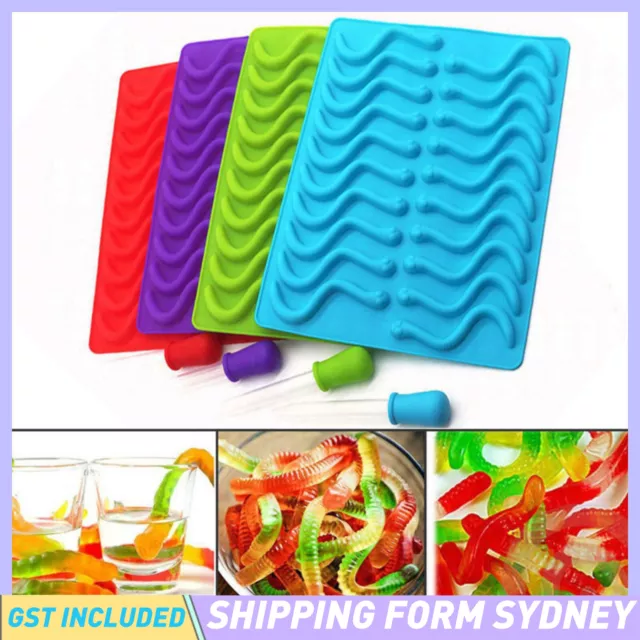 Gummie Snake Mold DIY Edible Gummy Snakes Lollies Candy Lolly Silicone Mould AU