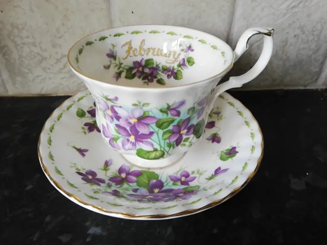 Royal Albert Flower Of Yhe Month, February, Violets, Tea Cup And Saucer