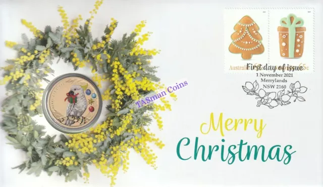 PNC Australia 2021 Merry Christmas Perth Mint $1 Coloured Coin