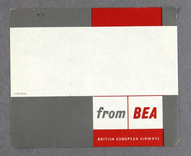 Bea British European Airways Vintage Original Airline Luggage Address Label