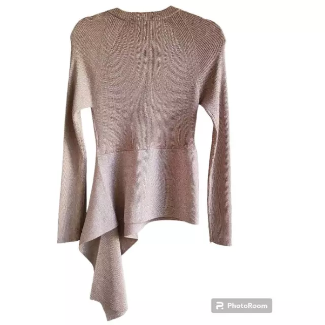 3.1 Phillip Lim Womens Pullover Sweater Pink Metallic Long Sleeve Sash Tie Hem S 2