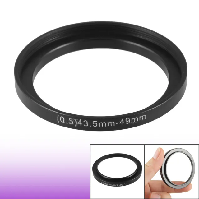 43.5mm to 49mm Metal Camera Lens Step Up Filter Ring Adapter Aluminum 1pc Black