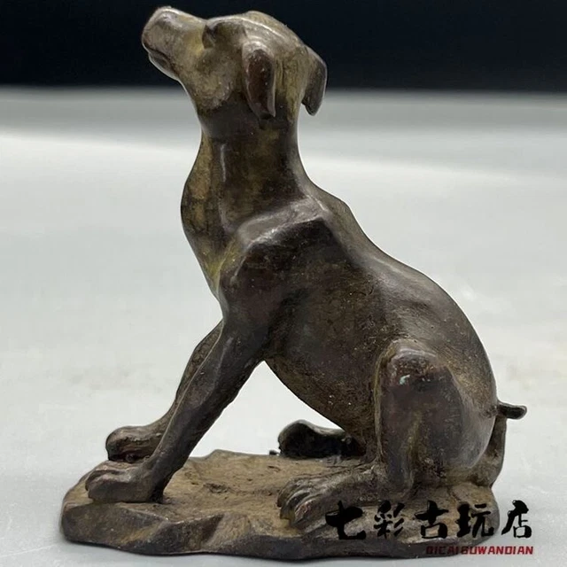 Exquisite collection Chinese bronze dog statue figure fortune gift home decor