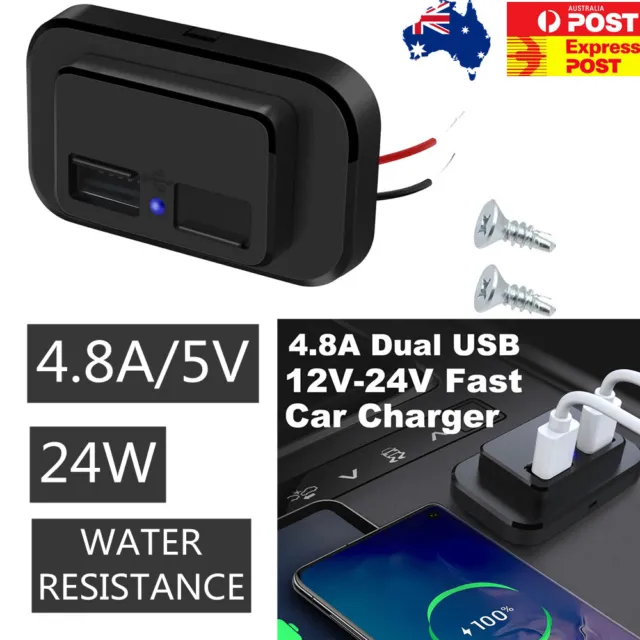 12V 24V WATERPROOF 18W USB Outlet Fast Charge with LED Voltmeter ON OFF  Switch $19.07 - PicClick AU