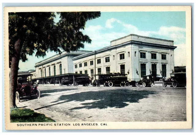 c1910's Southern Pacific Station Building Classic Car Los Angeles CA Postcard