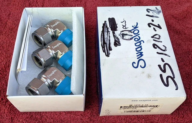 3 New In Box SWAGELOK SS-1210-2-12 Tube Fitting Male 3/4” Tube X 3/4” Male NPT