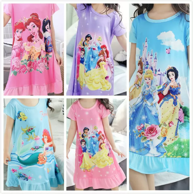 Girls Kids Mermaid Princess Pyjamas Nighties Night Wear Dress Size 5-10 yrs