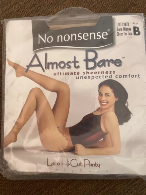 No Nonsense Almost Bare Pantyhose, Very Sheer, Lace Panty, Sheer Toe, Size  A, Midnight Black, Pantyhose & Nylons