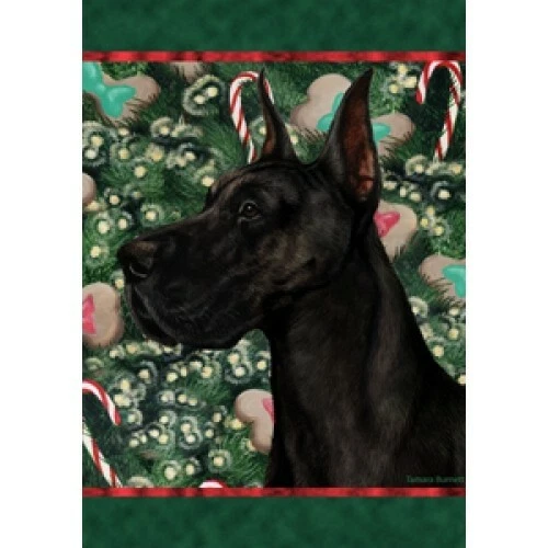 Christmas Holiday Garden Flag - Black Great Dane 141501