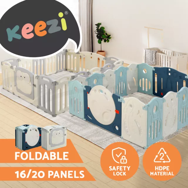 Keezi Kids Baby Playpen Safety Gate Toddler Fence Barrier Play Game 16/20 Panels