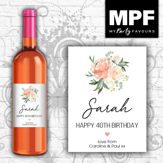 Personalised BIRTHDAY Wine or Champagne Bottle Label 18th 21st 30th 40th