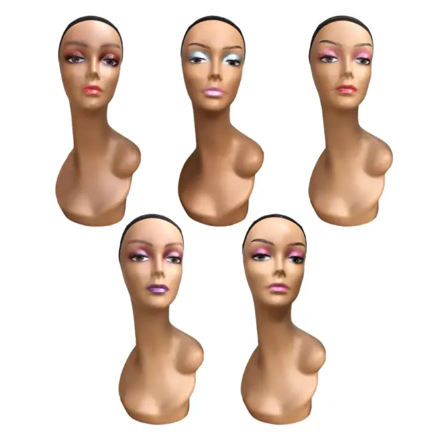 Weiblicher kahler Schaufensterpuppenkopf mit langem Hals, Perückenständer