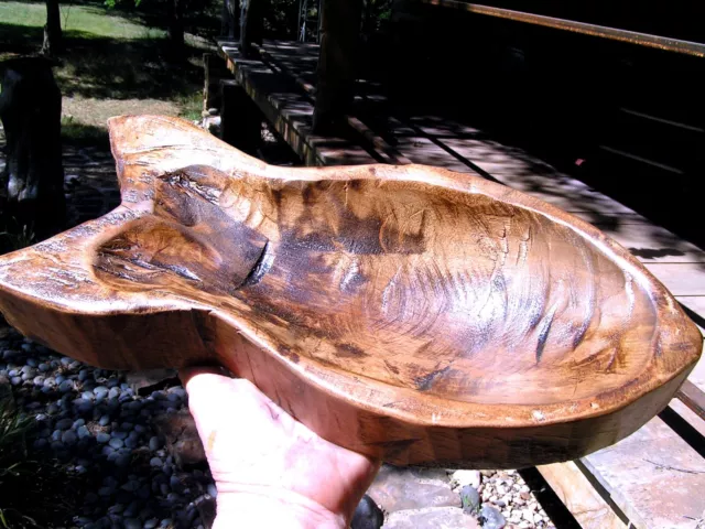 Hand carved wooden FISH shaped dough bowl 2608