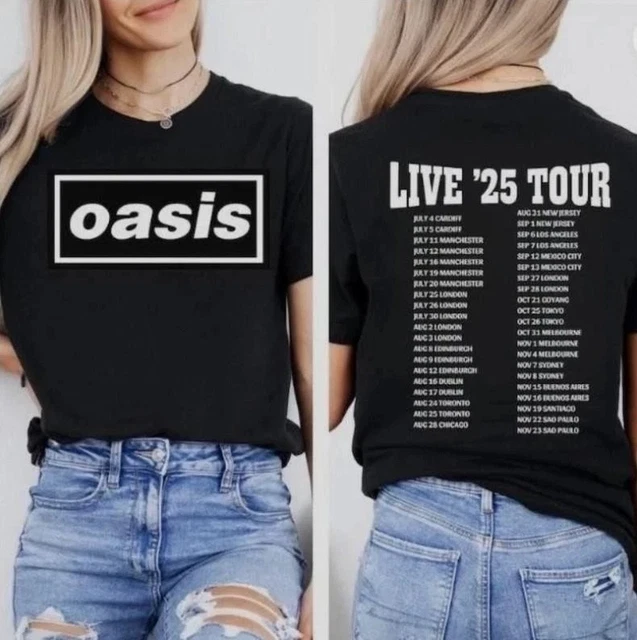 T-shirt Unisex Oasis Live-25 Tour – Jacquard Due Lati – Nera Taglia S – Nuova Con Etichette - Foto 4