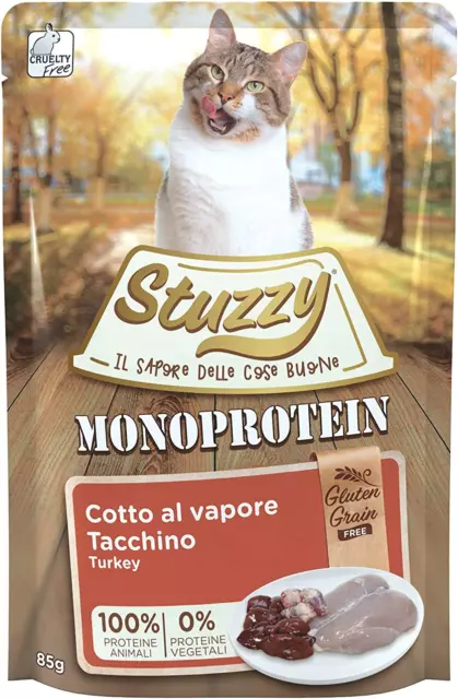 Stuzzy, Cibo Umido per Gatti Adulti Al Gusto Tacchino, Patè Monoproteico Senza G