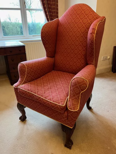 Antique Wingback Armchair Victorian Mahogany 19th Century